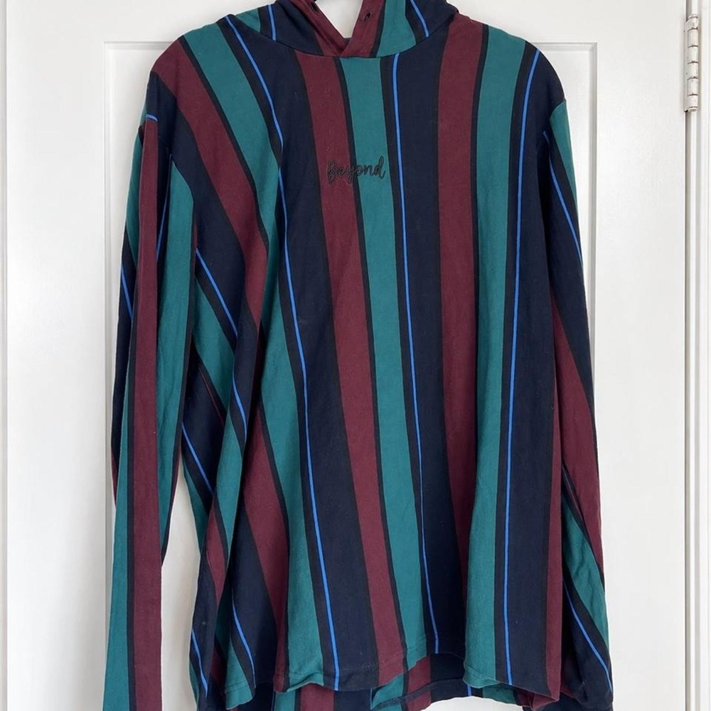 Denim & Flower by Ricky Singh Striped Hooded Top — Size XL
